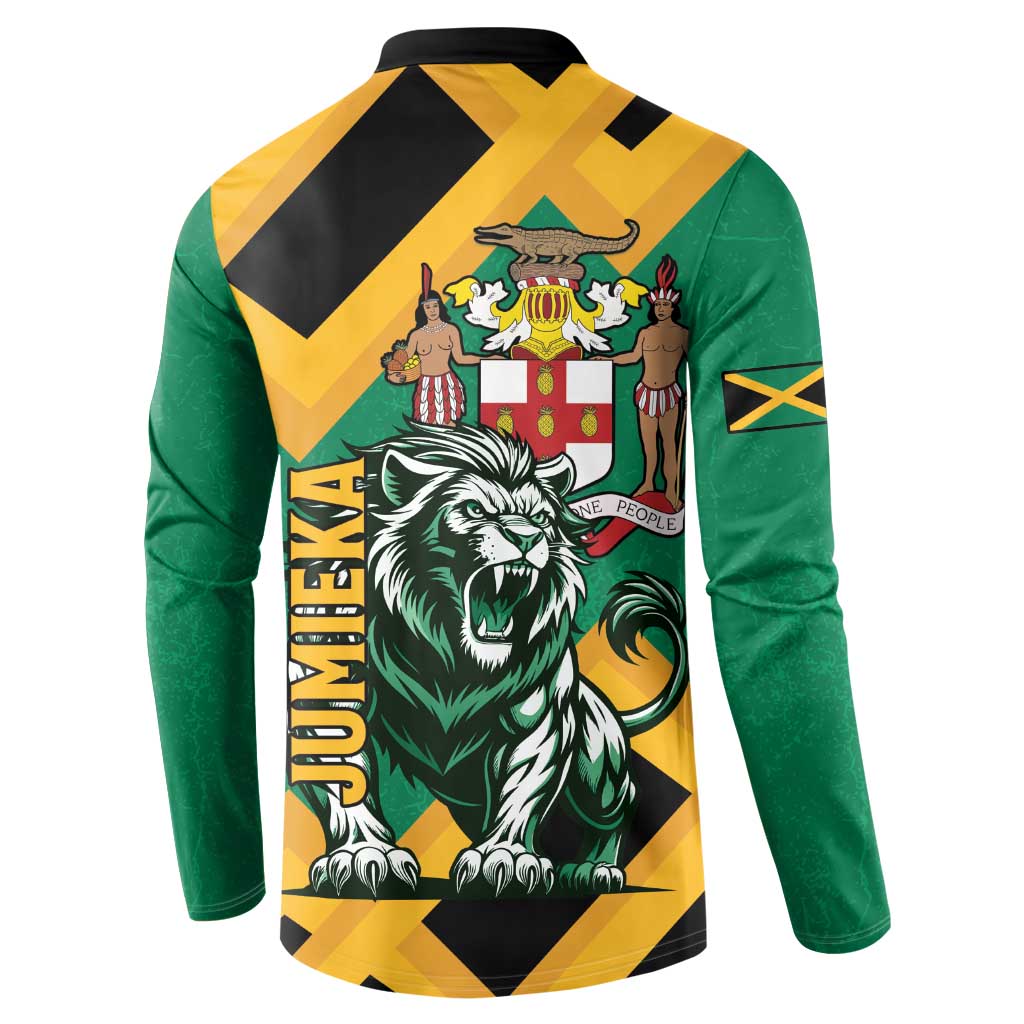 Jamaica Lion Button Sweatshirt Coat Of Arms - Sporty Style