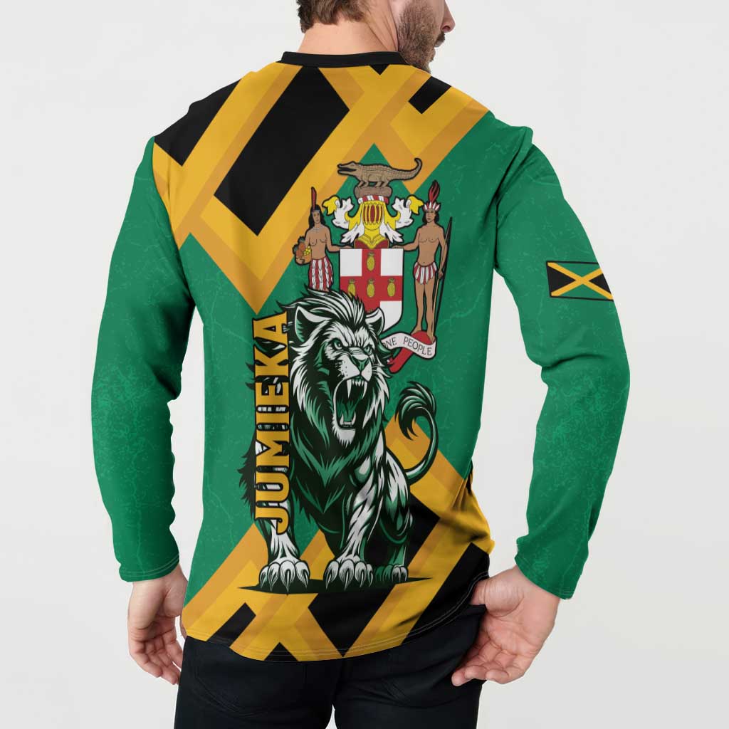 Jamaica Lion Button Sweatshirt Coat Of Arms - Sporty Style
