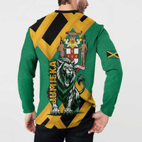 Jamaica Lion Button Sweatshirt Coat Of Arms - Sporty Style