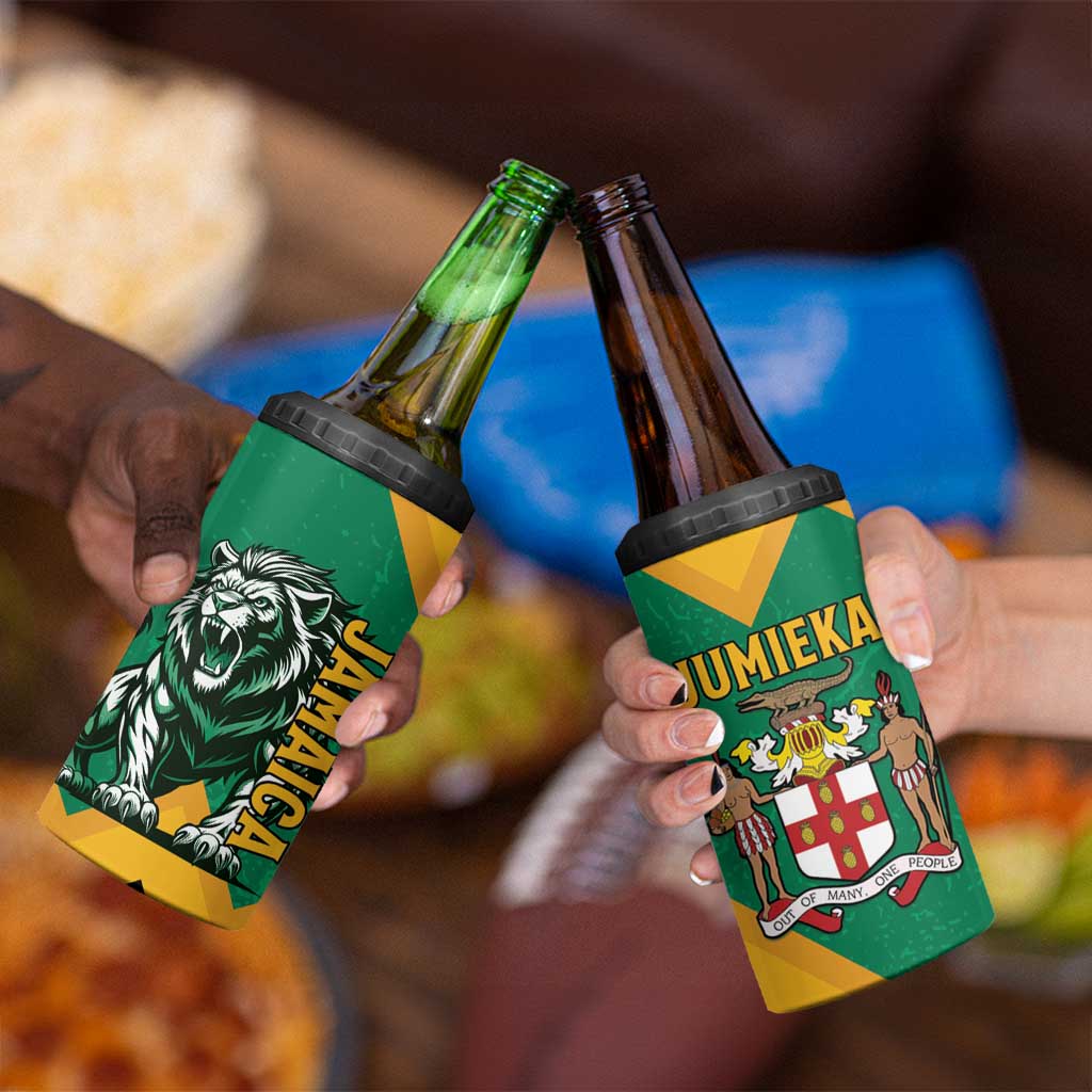 Jamaica Lion 4 in 1 Can Cooler Tumbler Coat Of Arms - Sporty Style