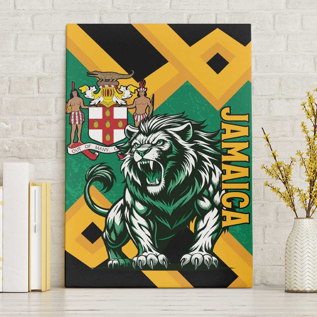 Jamaica Lion Canvas Wall Art Coat Of Arms - Sporty Style