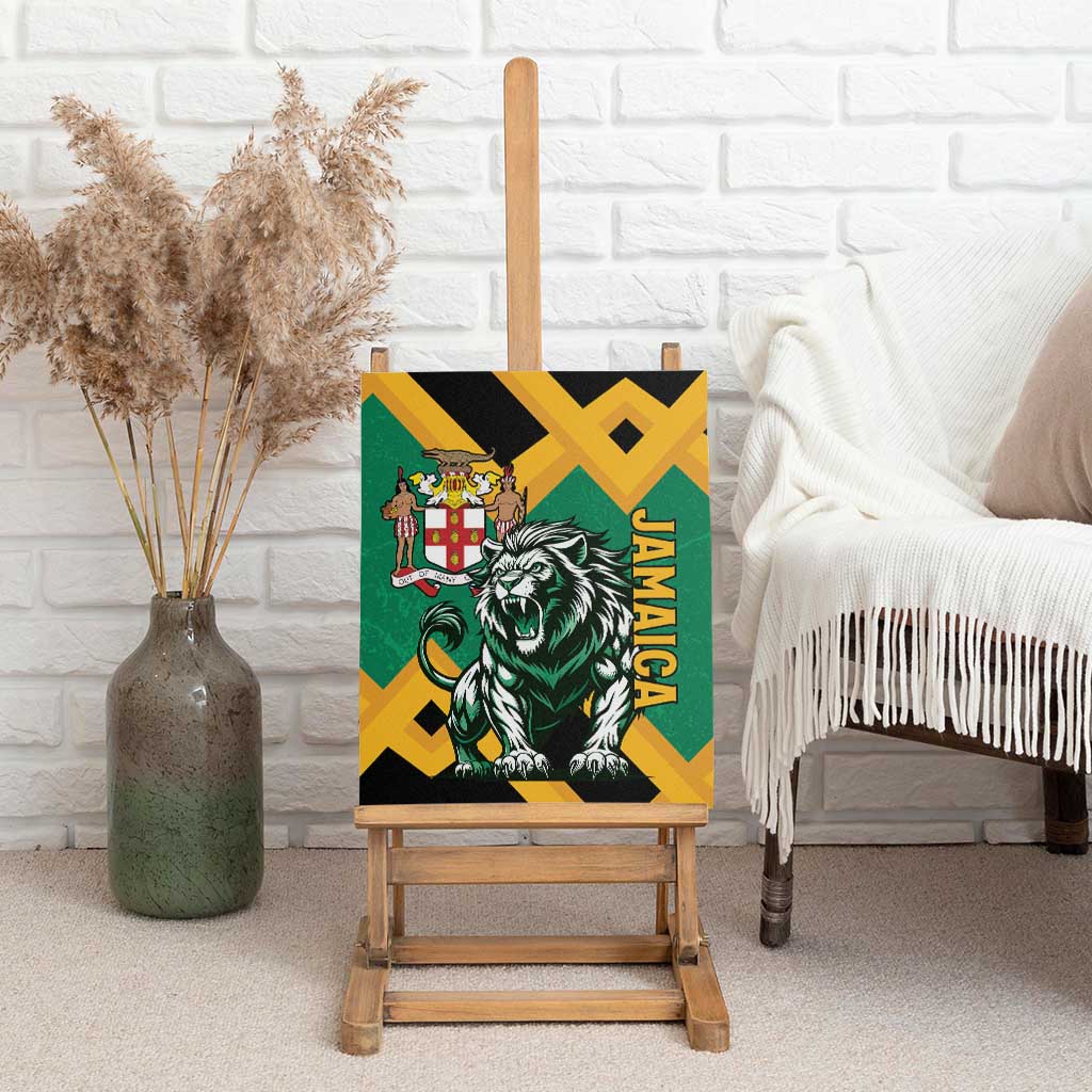 Jamaica Lion Canvas Wall Art Coat Of Arms - Sporty Style