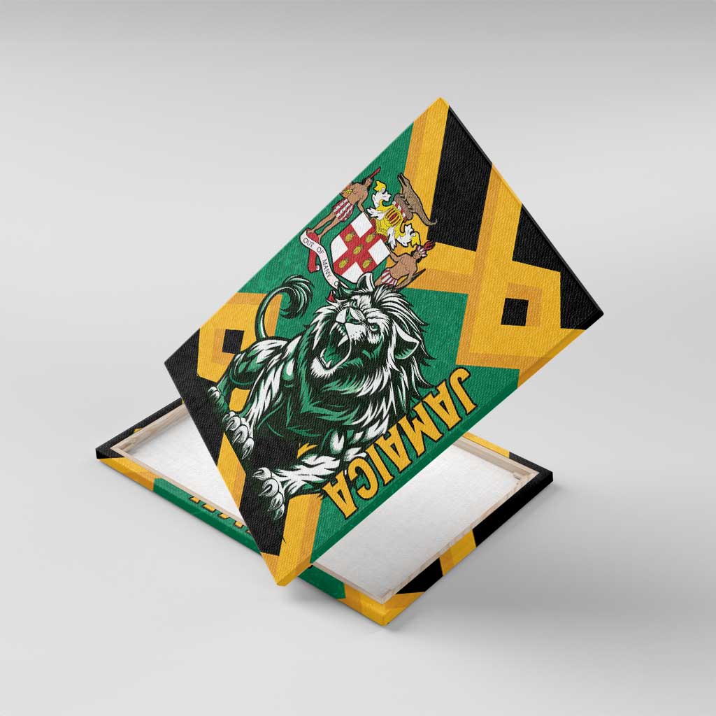 Jamaica Lion Canvas Wall Art Coat Of Arms - Sporty Style
