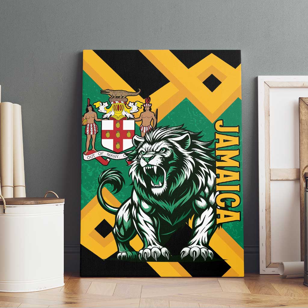 Jamaica Lion Canvas Wall Art Coat Of Arms - Sporty Style