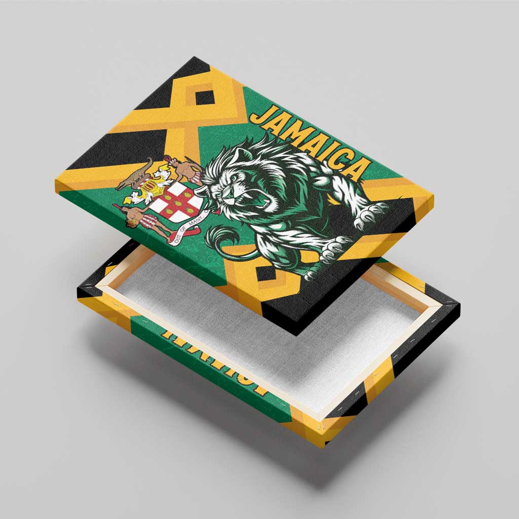 Jamaica Lion Canvas Wall Art Coat Of Arms - Sporty Style