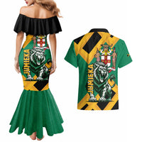 Jamaica Lion Couples Matching Mermaid Dress and Hawaiian Shirt Coat Of Arms - Sporty Style