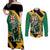 Jamaica Lion Couples Matching Off Shoulder Maxi Dress and Long Sleeve Button Shirt Coat Of Arms - Sporty Style