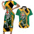 Jamaica Lion Couples Matching Short Sleeve Bodycon Dress and Hawaiian Shirt Coat Of Arms - Sporty Style