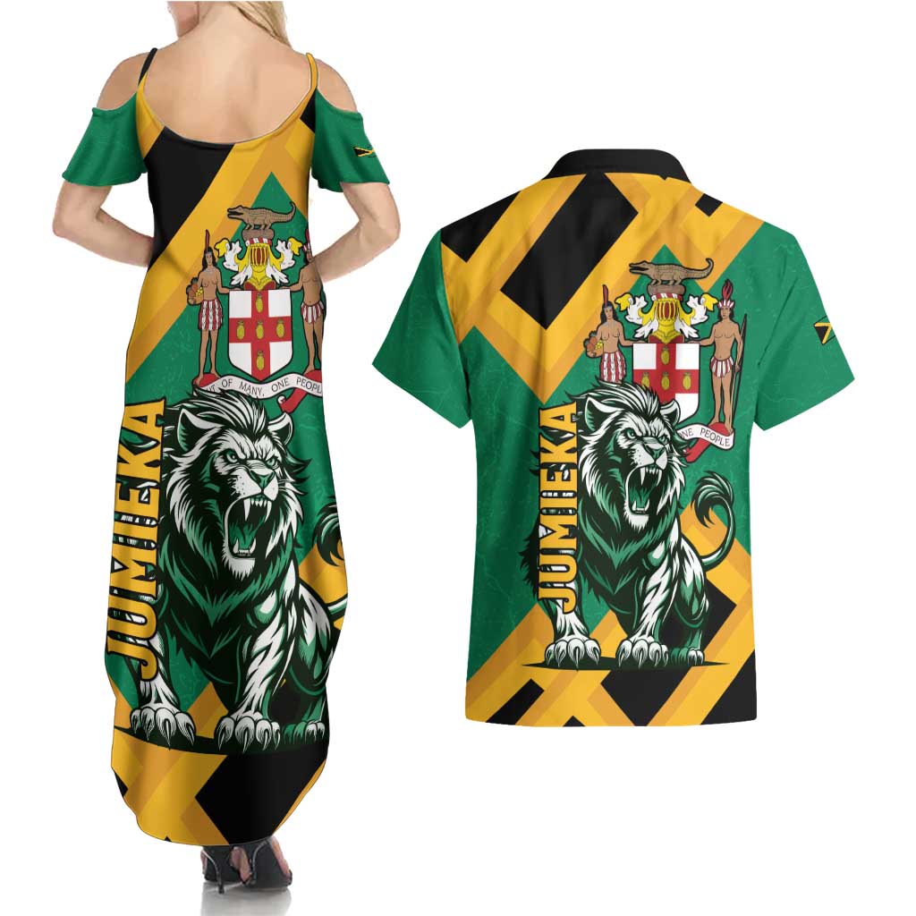 Jamaica Lion Couples Matching Summer Maxi Dress and Hawaiian Shirt Coat Of Arms - Sporty Style