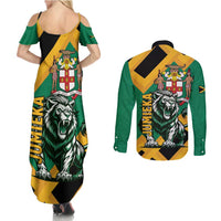 Jamaica Lion Couples Matching Summer Maxi Dress and Long Sleeve Button Shirt Coat Of Arms - Sporty Style