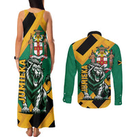 Jamaica Lion Couples Matching Tank Maxi Dress and Long Sleeve Button Shirt Coat Of Arms - Sporty Style