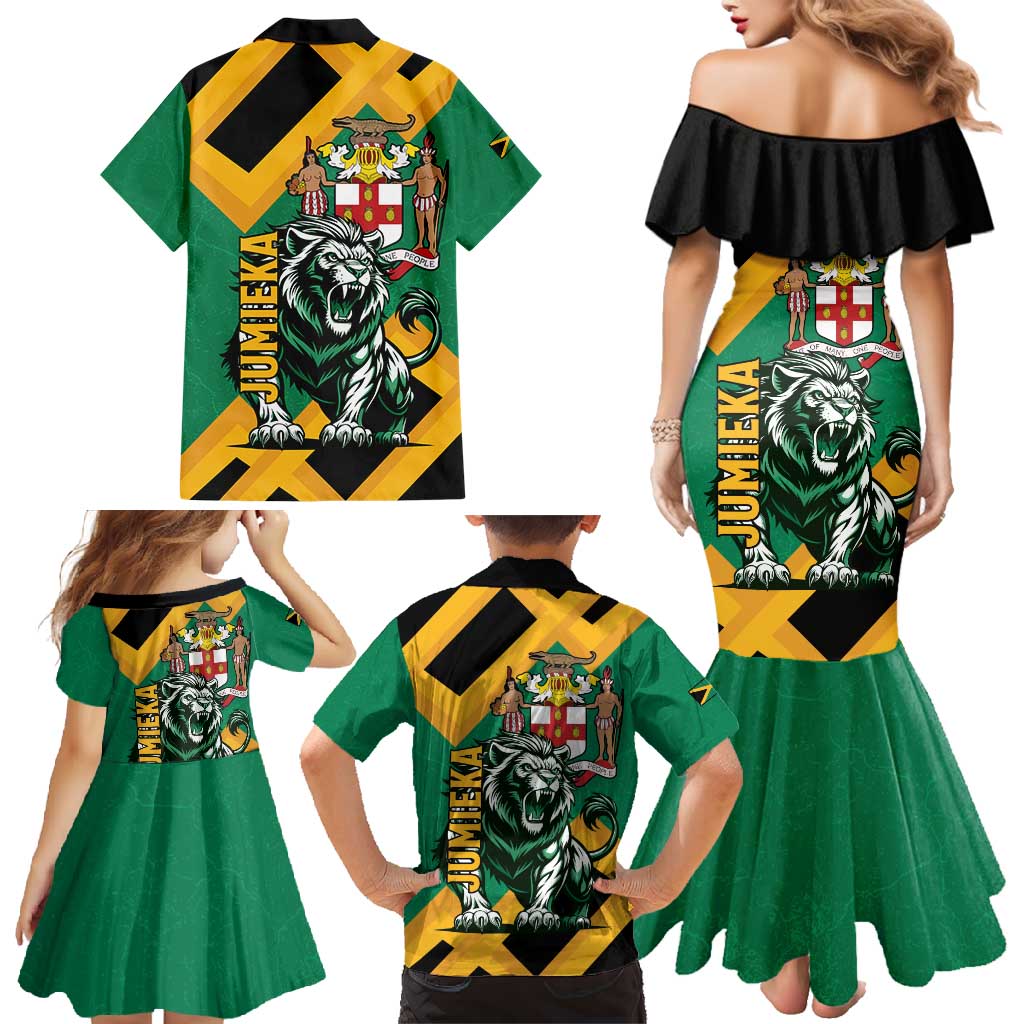 Jamaica Lion Family Matching Mermaid Dress and Hawaiian Shirt Coat Of Arms - Sporty Style
