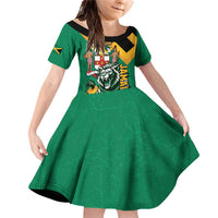 Jamaica Lion Family Matching Off Shoulder Short Dress and Hawaiian Shirt Coat Of Arms - Sporty Style