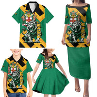 Jamaica Lion Family Matching Puletasi and Hawaiian Shirt Coat Of Arms - Sporty Style