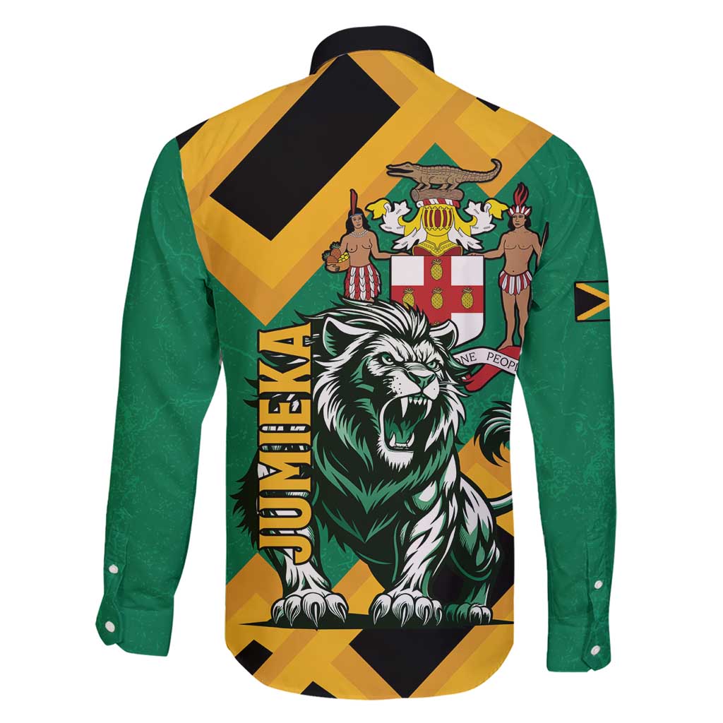 Jamaica Lion Family Matching Short Sleeve Bodycon Dress and Hawaiian Shirt Coat Of Arms - Sporty Style