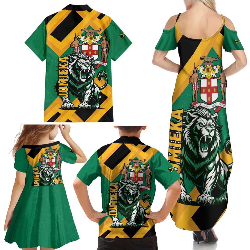 Jamaica Lion Family Matching Summer Maxi Dress and Hawaiian Shirt Coat Of Arms - Sporty Style