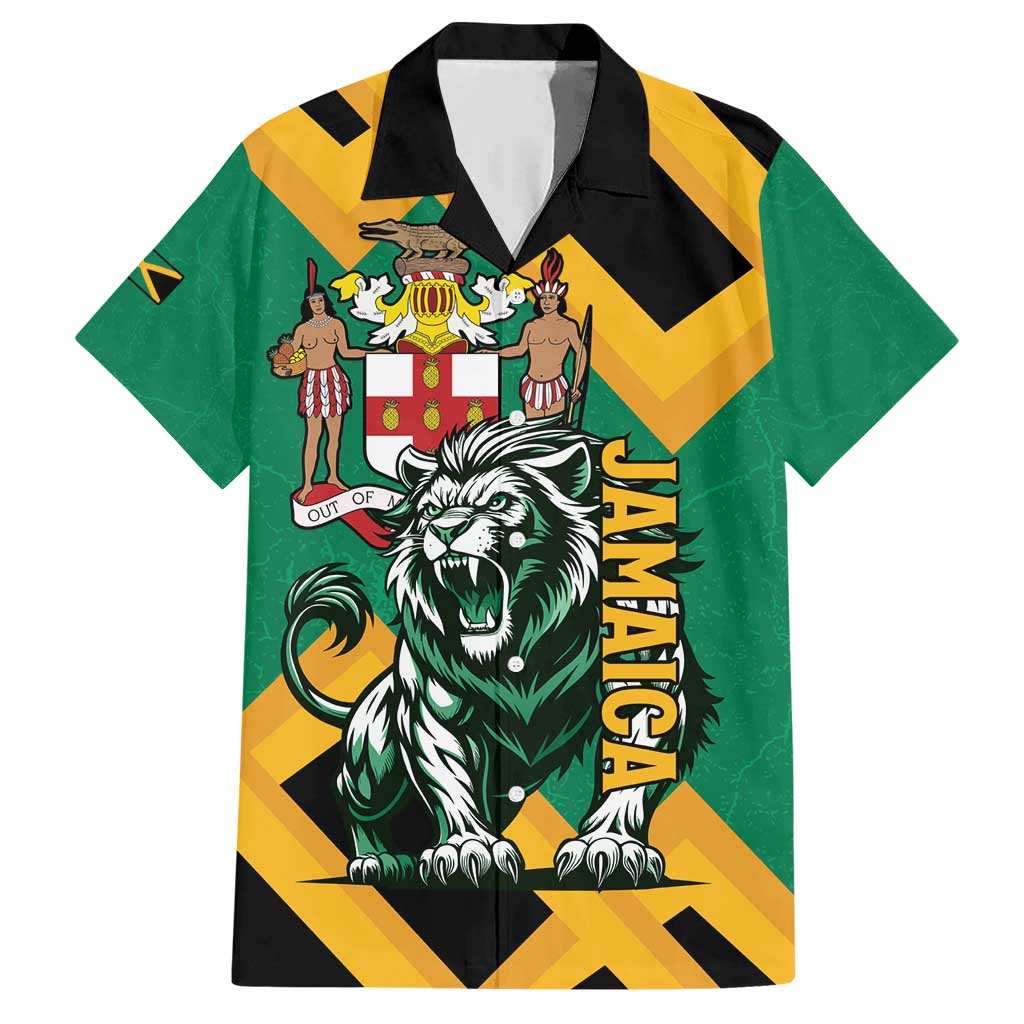 Jamaica Lion Hawaiian Shirt Coat Of Arms - Sporty Style