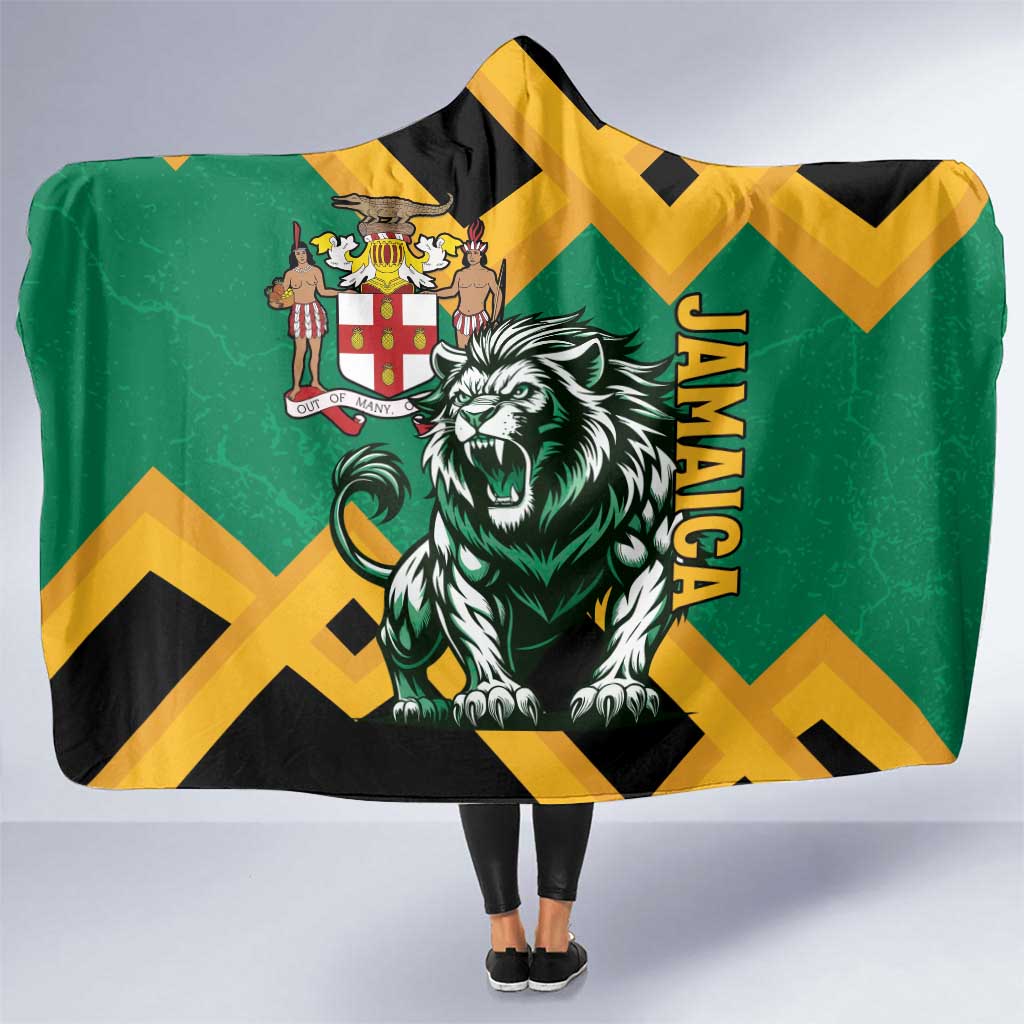 Jamaica Lion Hooded Blanket Coat Of Arms - Sporty Style