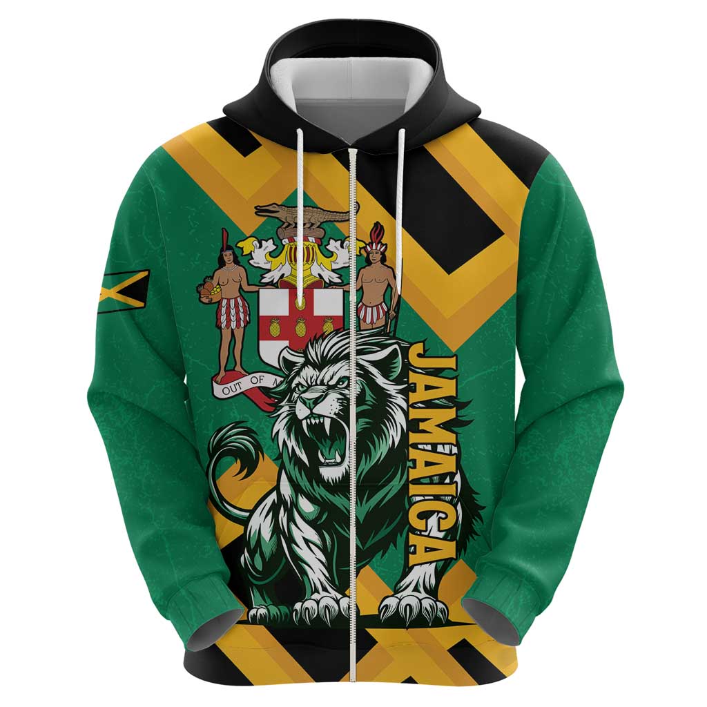 Jamaica Lion Hoodie Coat Of Arms - Sporty Style