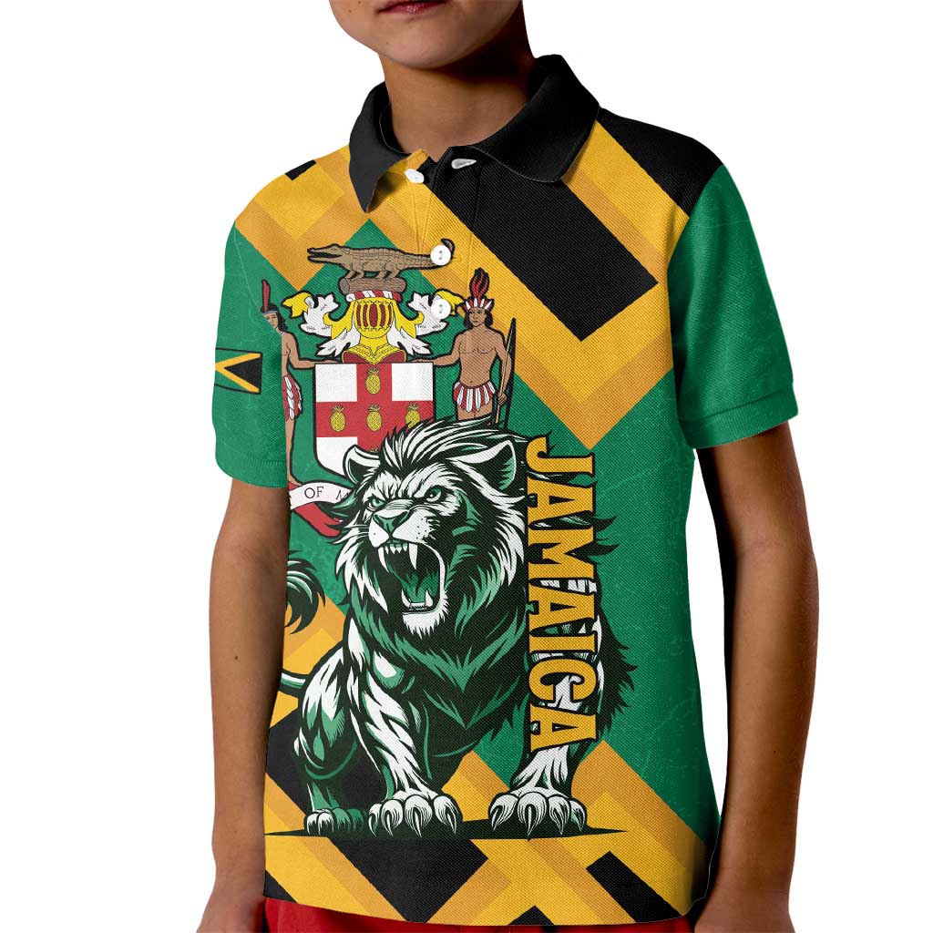 Jamaica Lion Kid Polo Shirt Coat Of Arms - Sporty Style