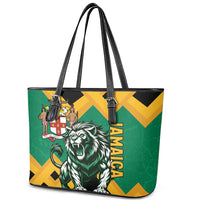 Jamaica Lion Leather Tote Bag Coat Of Arms - Sporty Style