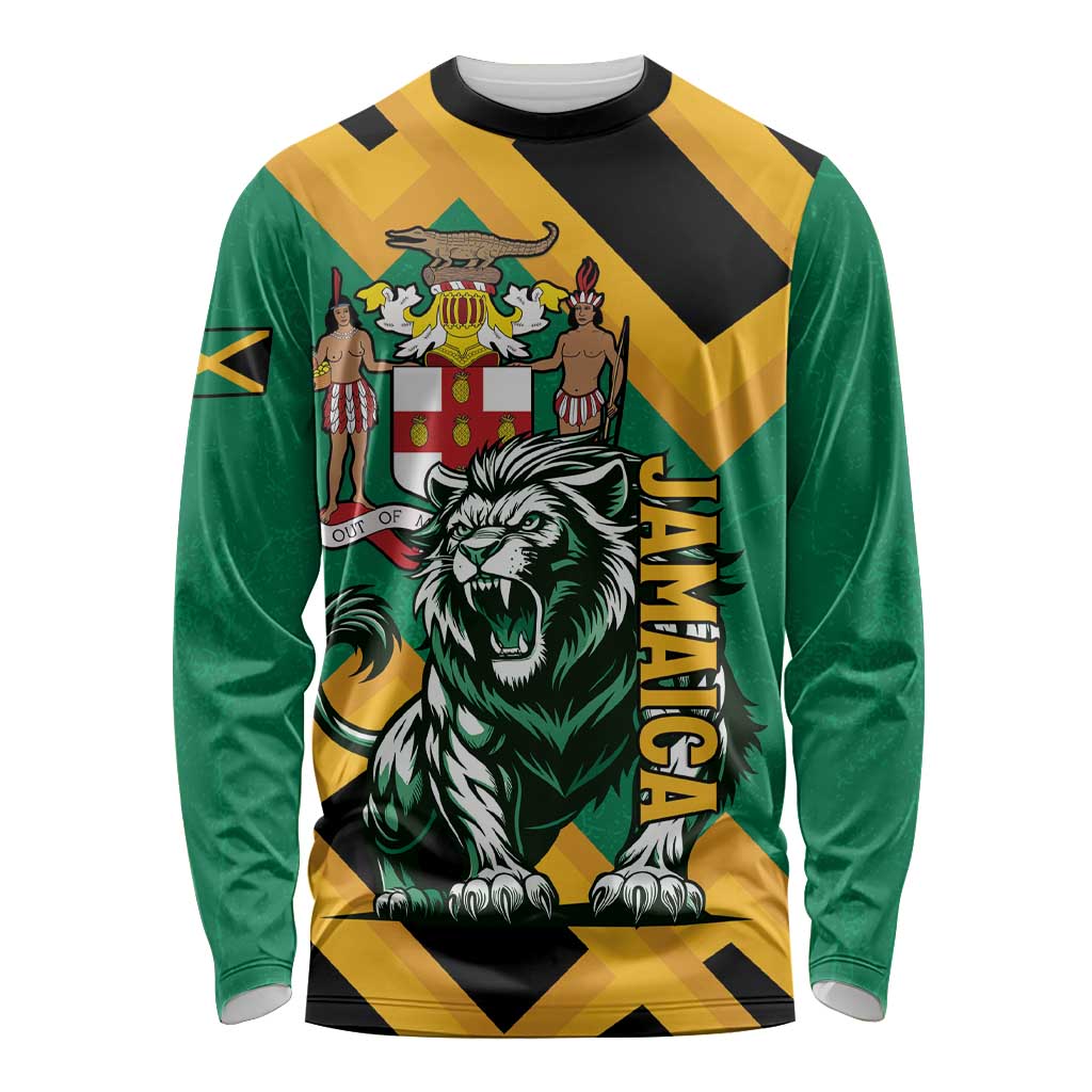 Jamaica Lion Long Sleeve Shirt Coat Of Arms - Sporty Style