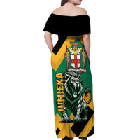 Jamaica Lion Off Shoulder Maxi Dress Coat Of Arms - Sporty Style