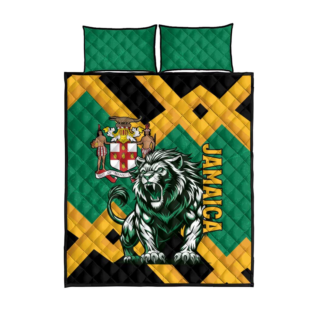 Jamaica Lion Quilt Bed Set Coat Of Arms - Sporty Style