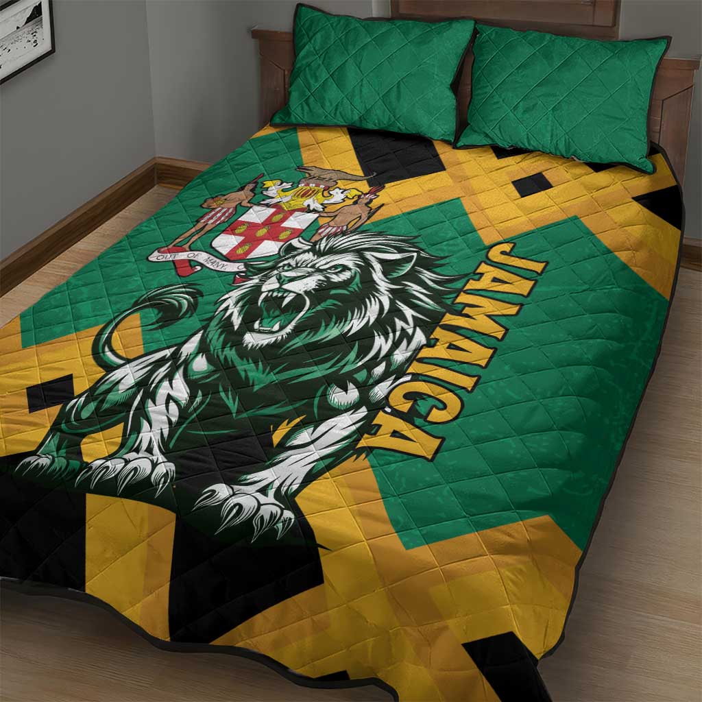 Jamaica Lion Quilt Bed Set Coat Of Arms - Sporty Style