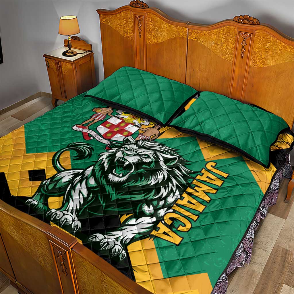 Jamaica Lion Quilt Bed Set Coat Of Arms - Sporty Style