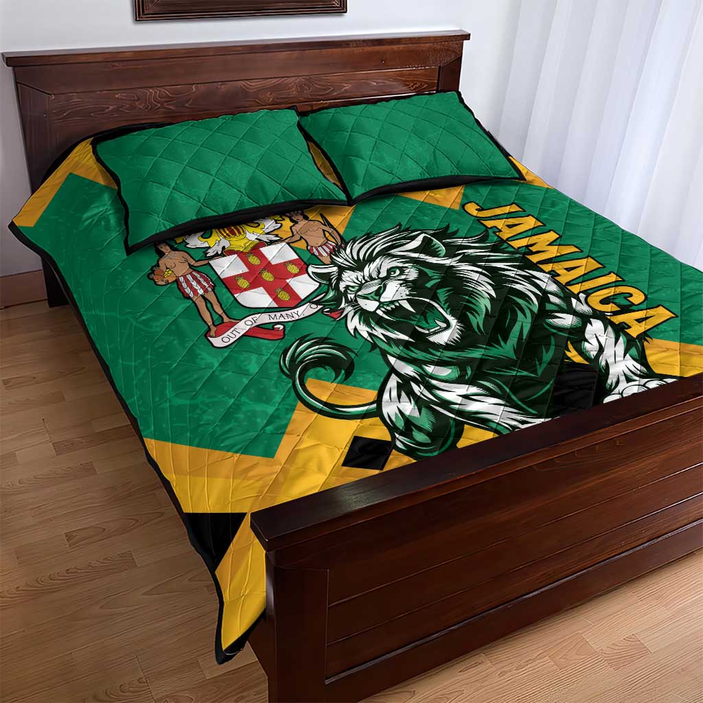 Jamaica Lion Quilt Bed Set Coat Of Arms - Sporty Style