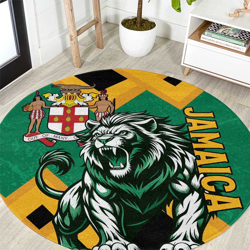 Jamaica Lion Round Carpet Coat Of Arms - Sporty Style