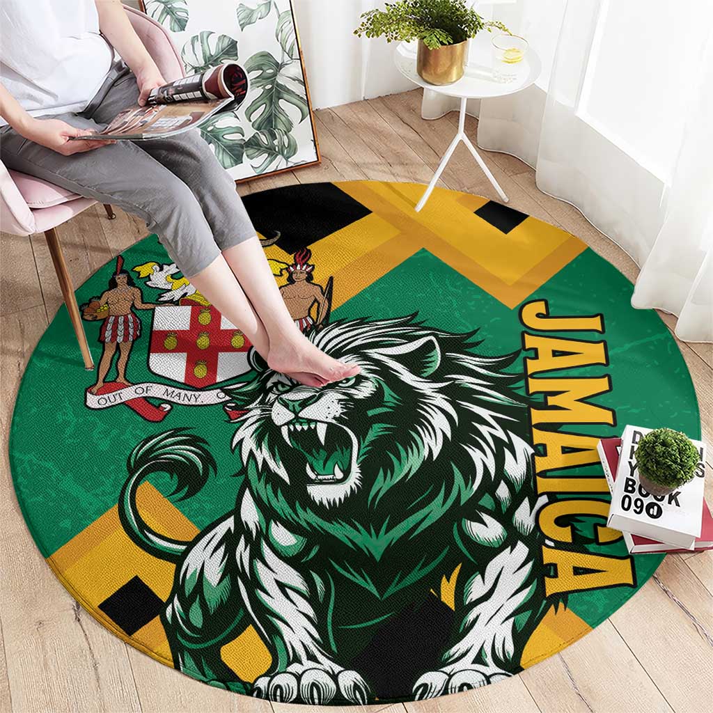 Jamaica Lion Round Carpet Coat Of Arms - Sporty Style