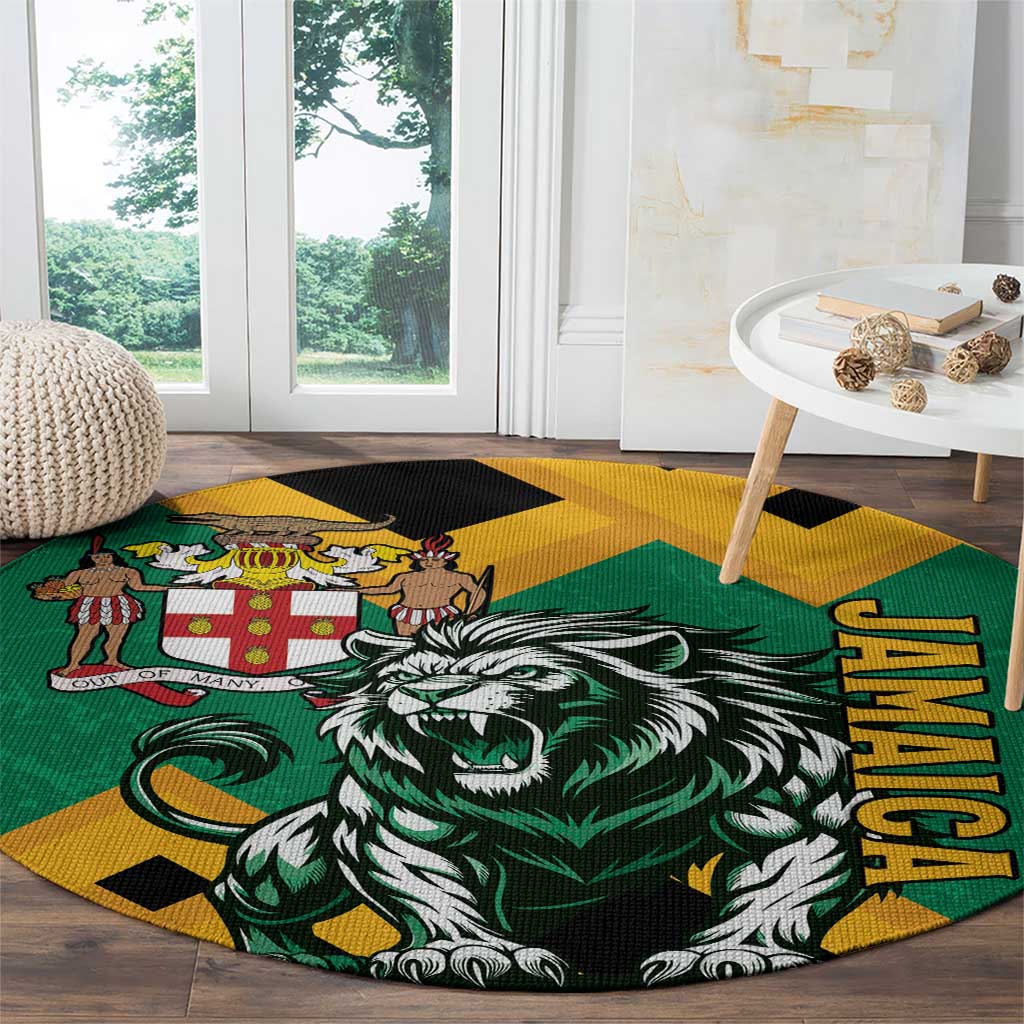 Jamaica Lion Round Carpet Coat Of Arms - Sporty Style