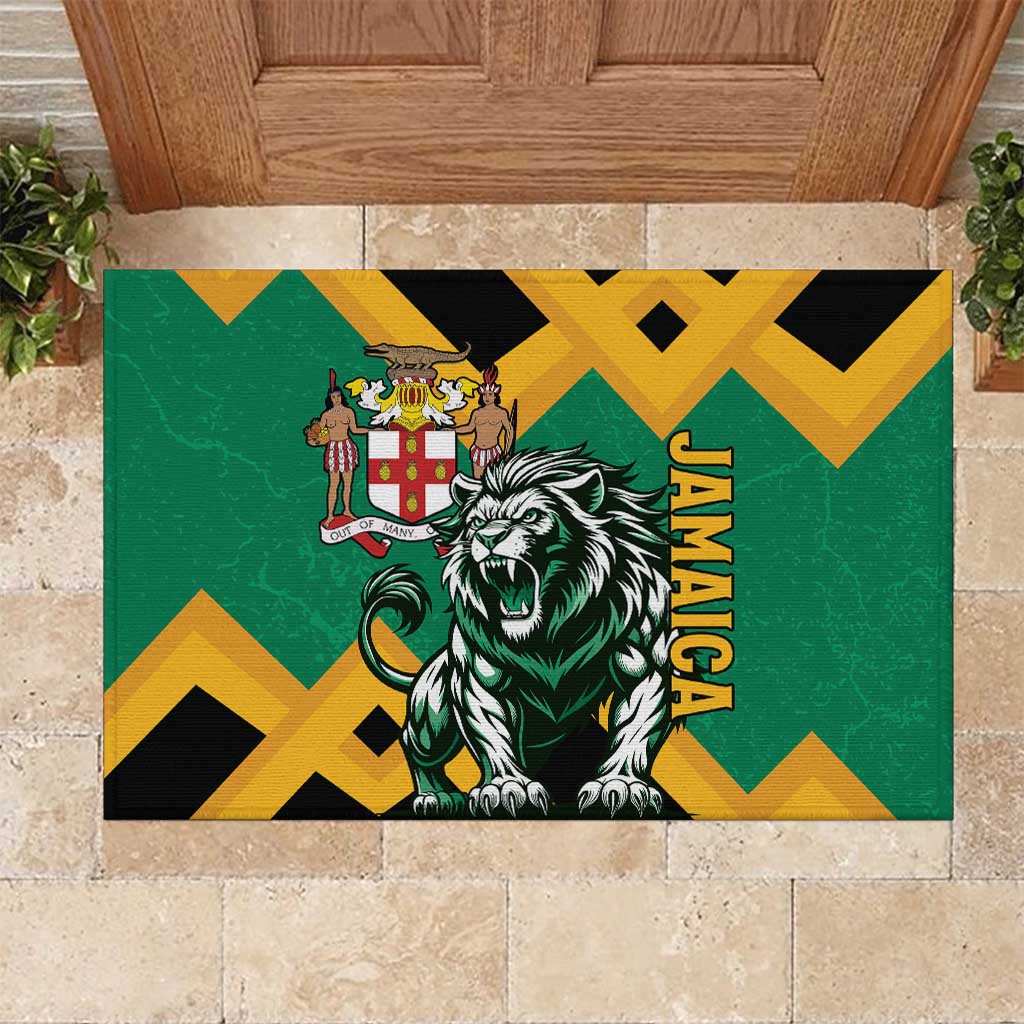 Jamaica Lion Rubber Doormat Coat Of Arms - Sporty Style