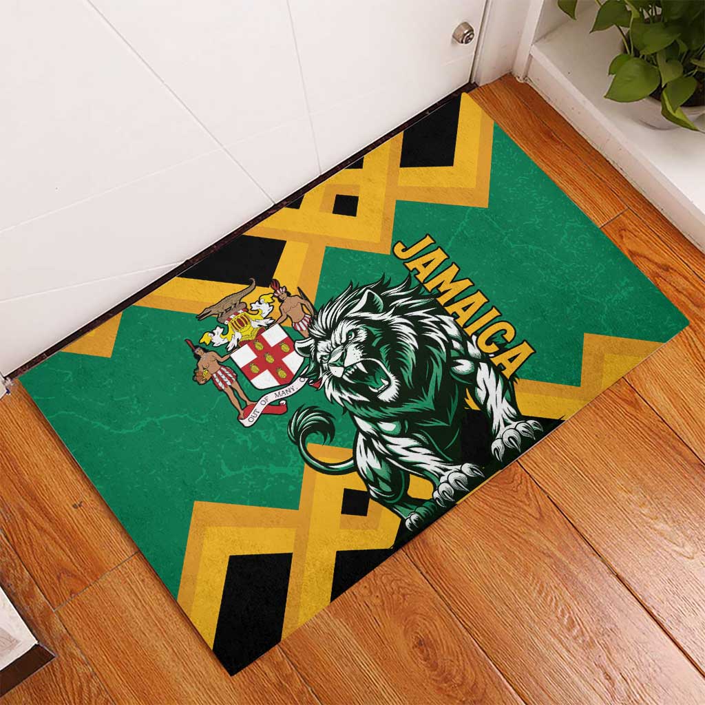 Jamaica Lion Rubber Doormat Coat Of Arms - Sporty Style