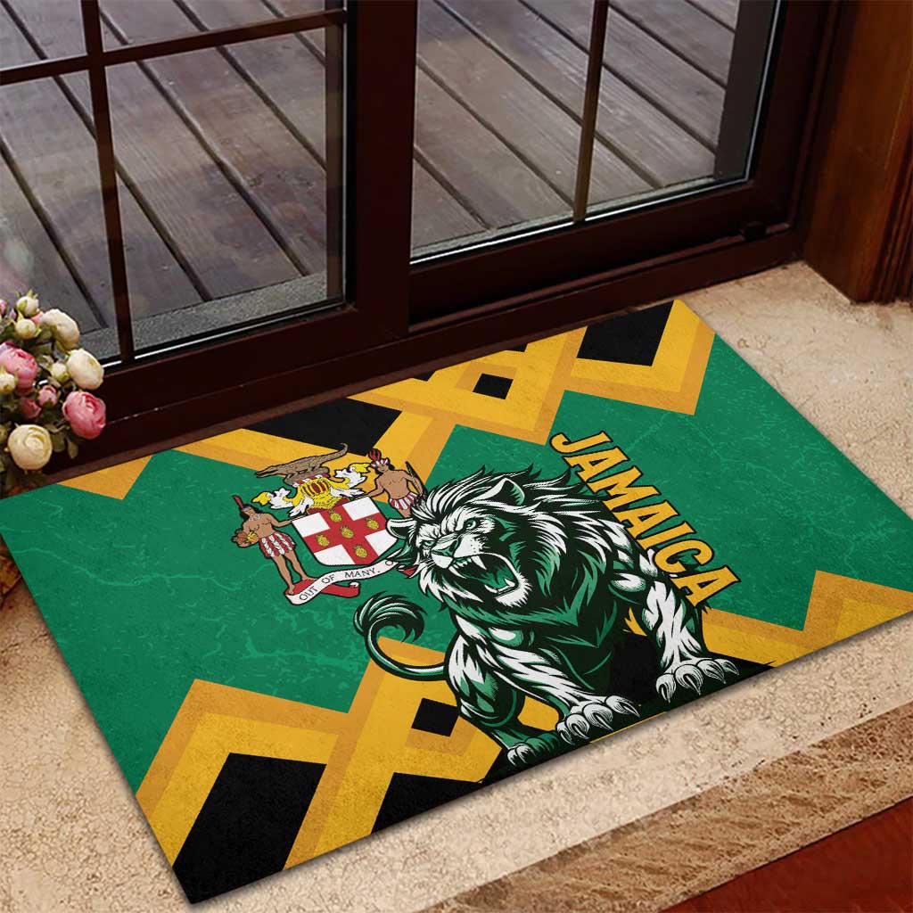 Jamaica Lion Rubber Doormat Coat Of Arms - Sporty Style