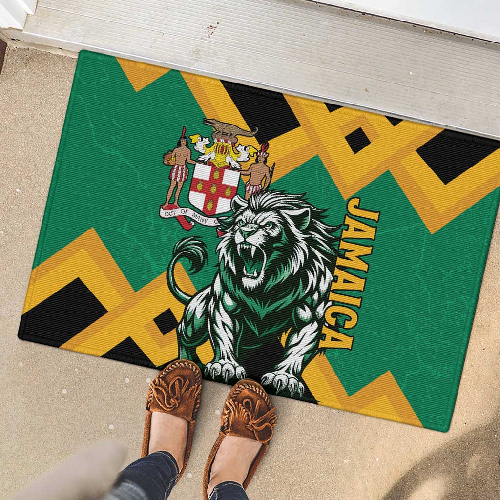 Jamaica Lion Rubber Doormat Coat Of Arms - Sporty Style