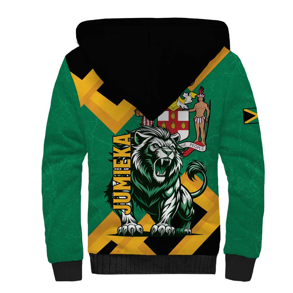 Jamaica Lion Sherpa Hoodie Coat Of Arms - Sporty Style