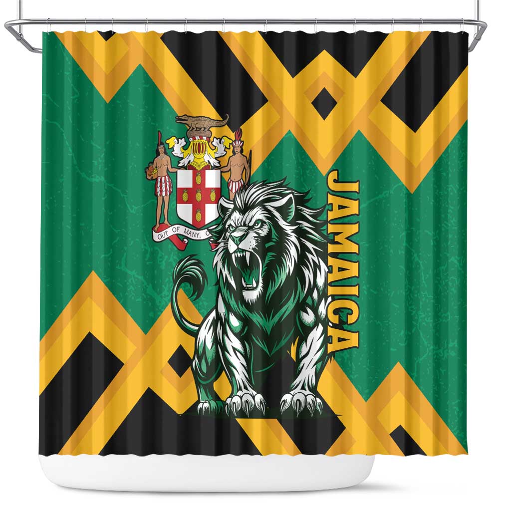 Jamaica Lion Shower Curtain Coat Of Arms - Sporty Style