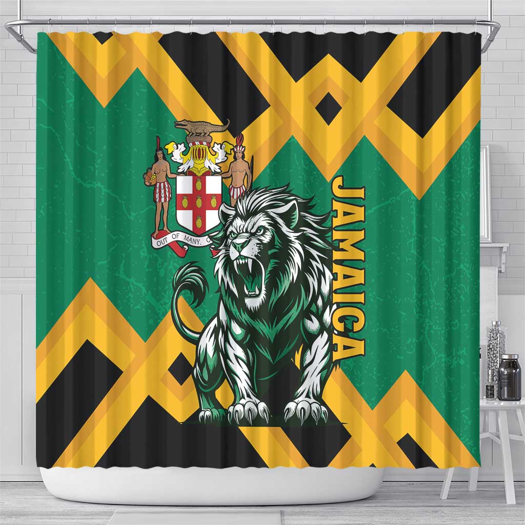Jamaica Lion Shower Curtain Coat Of Arms - Sporty Style