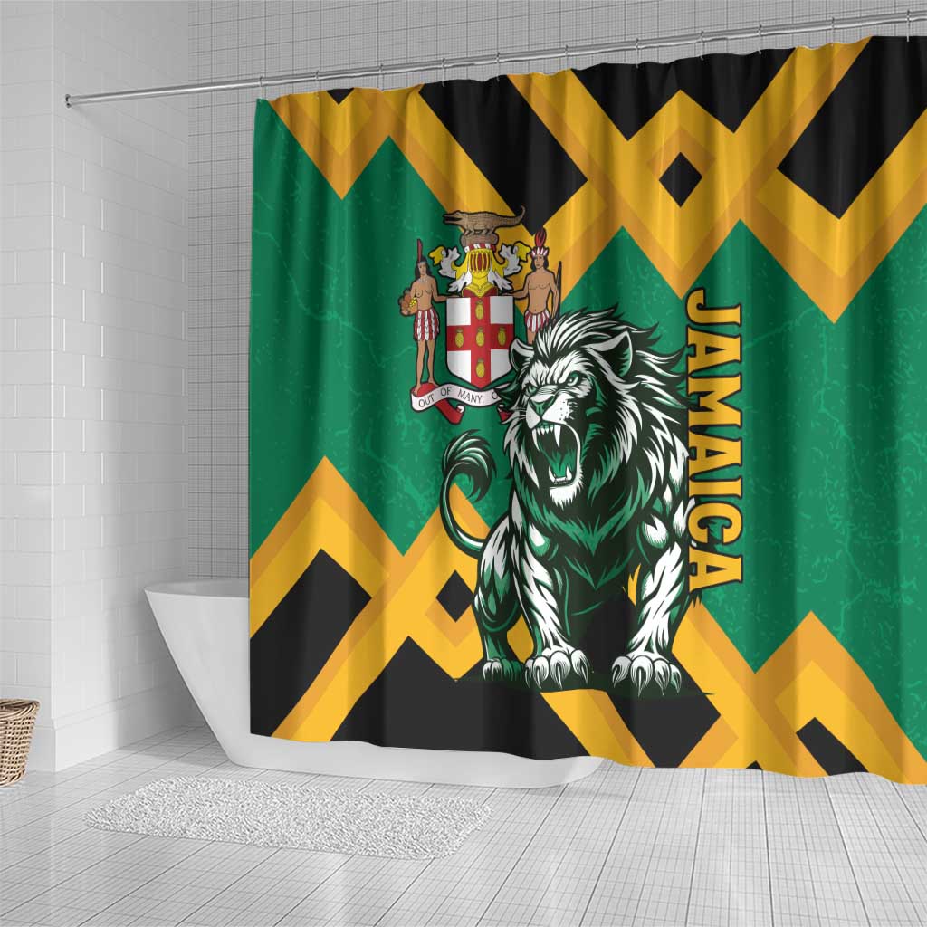 Jamaica Lion Shower Curtain Coat Of Arms - Sporty Style