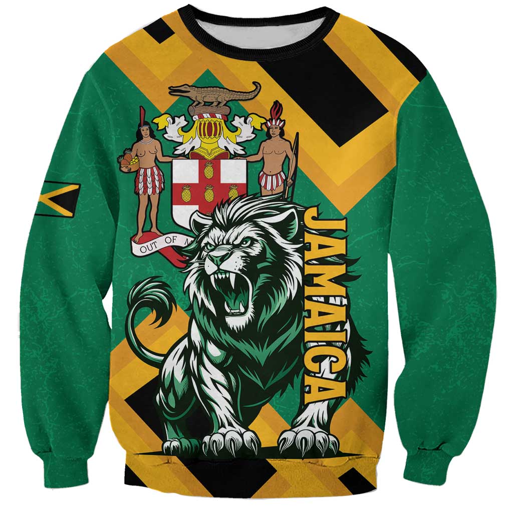 Jamaica Lion Sweatshirt Coat Of Arms - Sporty Style