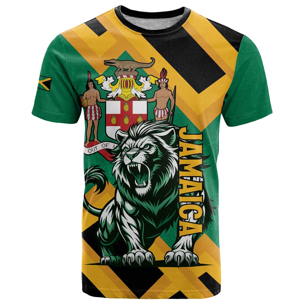 Jamaica Lion T Shirt Coat Of Arms - Sporty Style