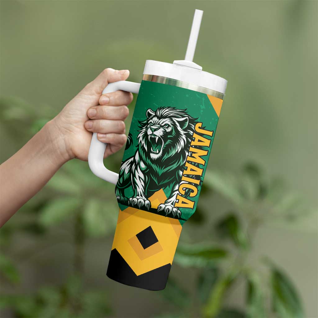 Jamaica Lion Tumbler With Handle Coat Of Arms - Sporty Style