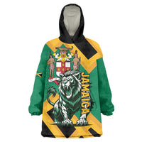 Jamaica Lion Wearable Blanket Hoodie Coat Of Arms - Sporty Style