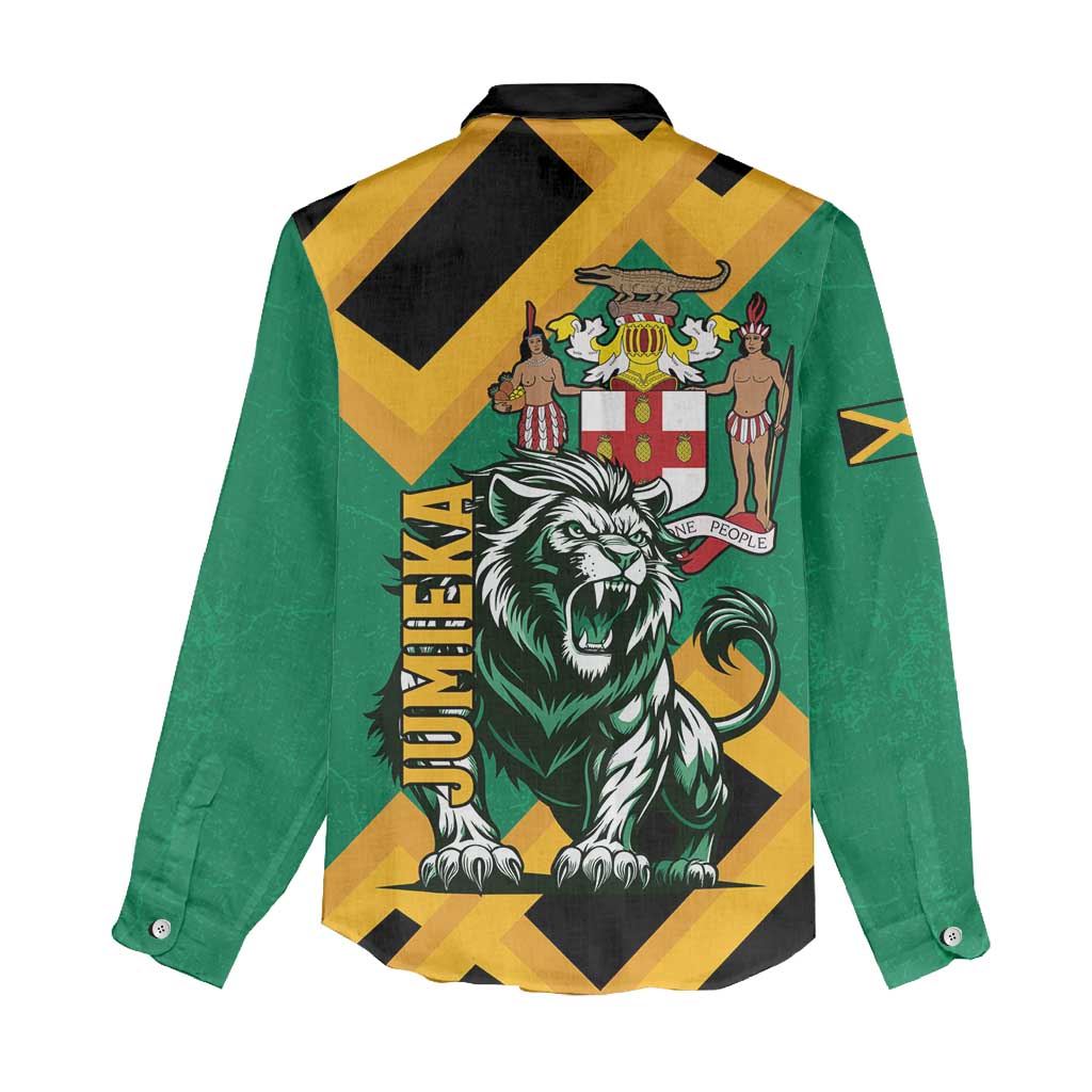 Jamaica Lion Women Casual Shirt Coat Of Arms - Sporty Style