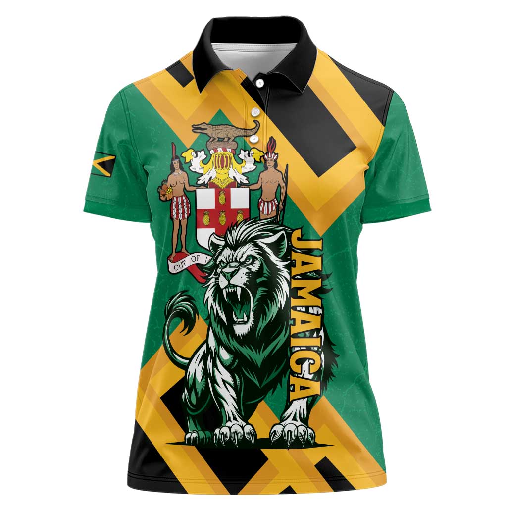 Jamaica Lion Women Polo Shirt Coat Of Arms - Sporty Style