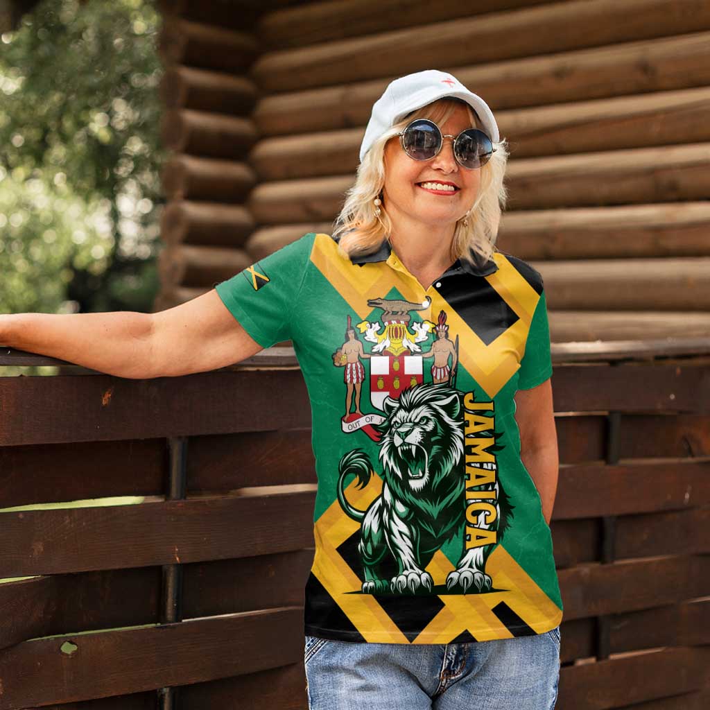 Jamaica Lion Women Polo Shirt Coat Of Arms - Sporty Style