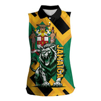 Jamaica Lion Women Sleeveless Polo Shirt Coat Of Arms - Sporty Style